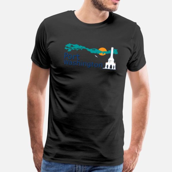 

port washington wi iconic lighthouse t shirt men designing 100% cotton plus size 3xl family loose basic spring autumn slim shirt