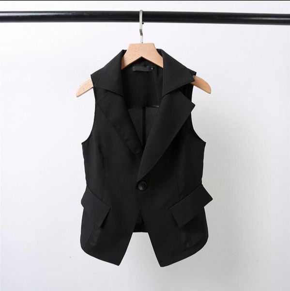

spring and autumn new men's short style slim lapel single row button vest night club hairstylist sleeveless coat. s-6xl, Black;white
