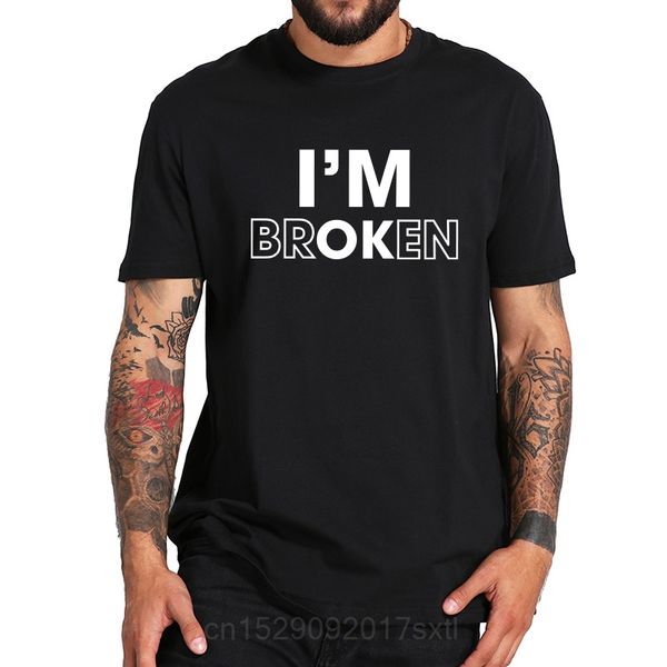 

i am ok letters print t-shirt broken sad boy original design tee black white o-neck clothes casual funny t shirt