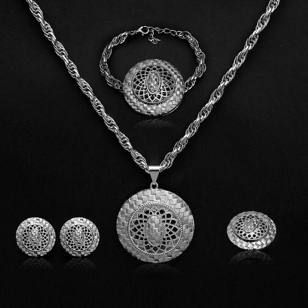 

fani 2020 nigerian women wedding jewelry set exquisite dubai gold bridal jewelry set african woman costume wholesale, Silver