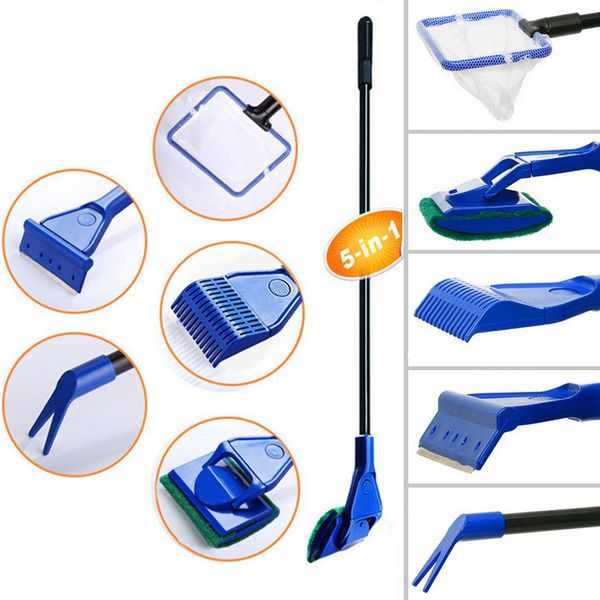 

5 in 1 tank brush algae scraper aquarium cleaning kit plant accessories fish net