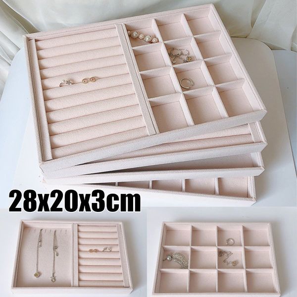 

pink velvet jewelry ring display organizer case tray holder necklace earrings bangle storage box showcase jewelry stand holder mx200810, Black