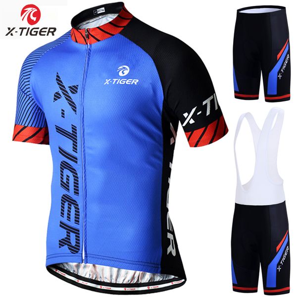 

racing sets x-tiger cycling jersey set breathable bicycle clothing quick-dry riding bike clothes shorts sleeve ropa ciclismo, Black;blue