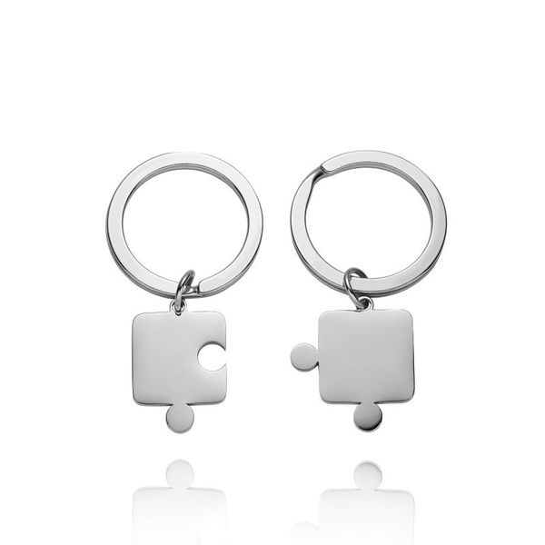 

2pcs / set personality пара брелок серебряный цвет стали keyrings нержавеющей стали для женщин для мужчин любителей сумка автомобилей key ch, Silver