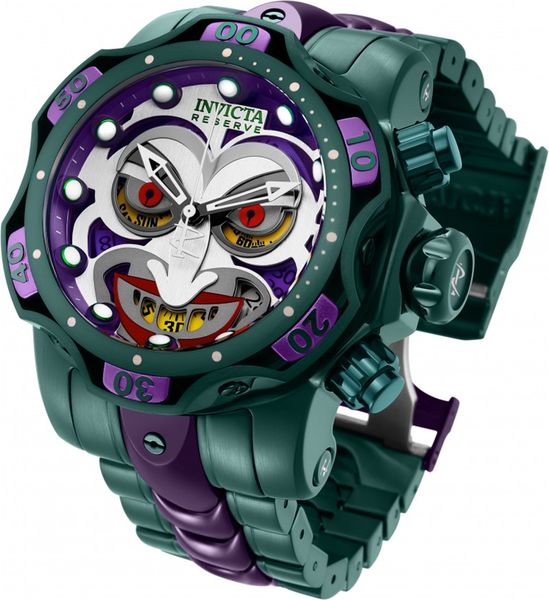 

dc comics joker men's invicta watch 52.5mm stainless steel silicone aluminum model 30124 26790 30063 30064 swiss quartz for dorpshippin, Slivery;brown
