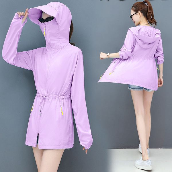 

summer thin jacket women cardigan 2020 hooded sunscreen coat uv sun protection outwear casual large size beach casual fashion, Black;brown