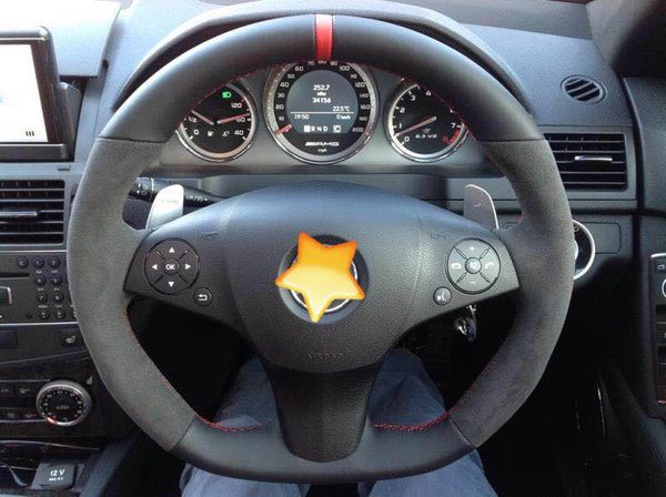 

for benz w204 c63 amg black suede black leather diy car steering wheel cover