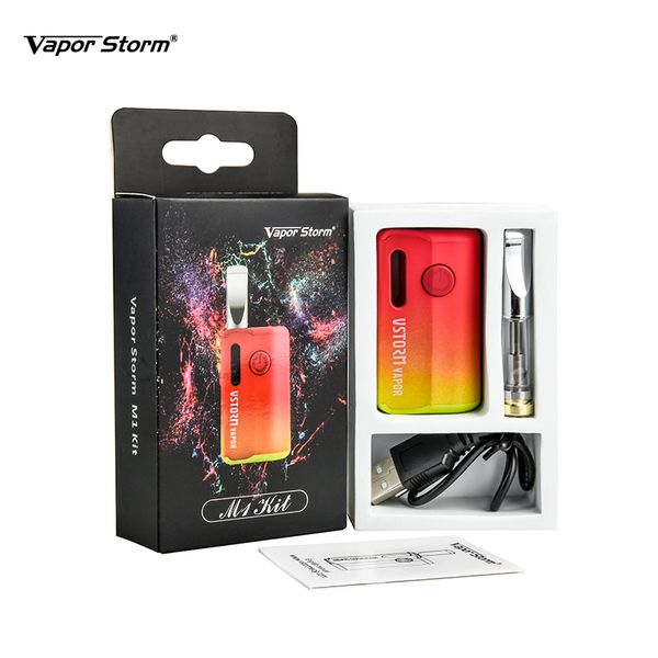 

100% Authentic Vapor Storm M1 Kit Vape Pen Box Mod Preheat Variable Voltage Battery With 0.5ml Glass vape Cartridge 510 thread