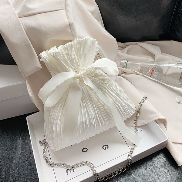 

cute girl bow bucket bag 2020 summer new high-quality velvet in women's designer handbag chain shoulder messenger bag travel