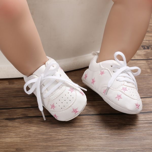 

first walkers heart print baby shoes pu leather sports sneaker born boys girls star pattern soft anti-slip