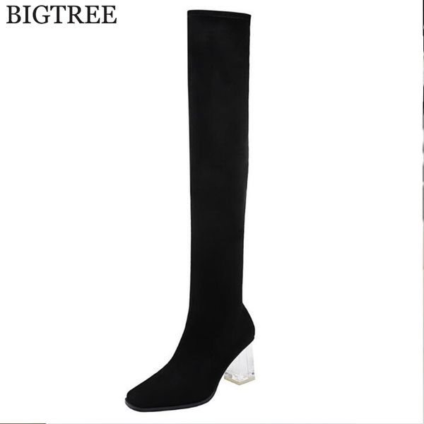 

fashion autumn winter new suede long tube over the knee boots square head with the ladies boots was thin woman y913, Black