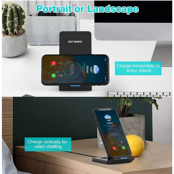 

2 in 1 15w quick charge dock station qi wireless charger stand for iphone 11 xr xs x 8 airpods pro samsung s20 s10 galaxy buds