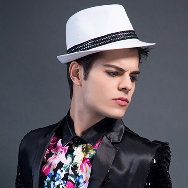 

men's letters fedora hat cap stage performance costume party accessories, Blue;gray