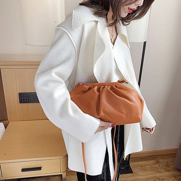 

bag women's 2020 new fashion simple solid color pleated clip single-shoulder crossbody bag