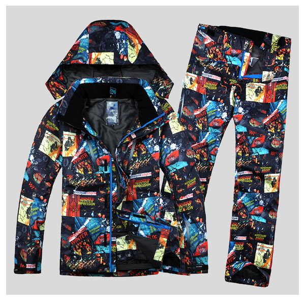 

men winter clothing skiing suit super warm windproof waterproof outdoor sport wear camping riding snowboard jacket+pants set new