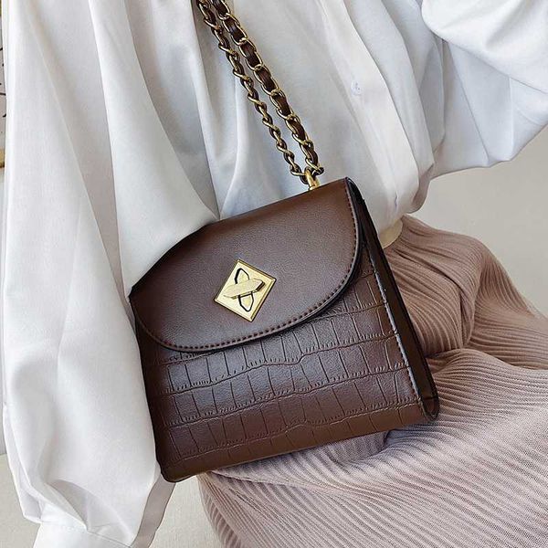 

stone pattern square crossbody bag 2020 new pu leather women's designer handbag lock chain shoulder messenger bag