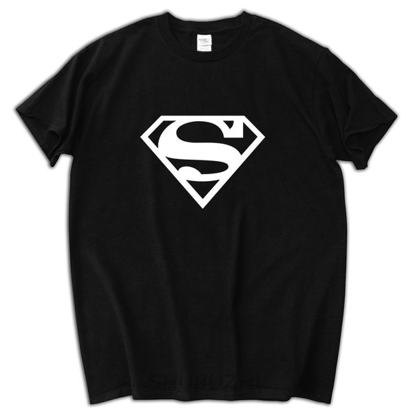 

casual short sleeve shirt tee superman logo - geek t-shirt black white men t shirt print cotton short sleeve t-shirt