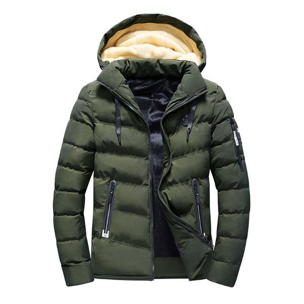 

men's down & parkas 2021 winter jacket men autumn pure color pocket open a hat zipper hooded coat warm coats parka, Black