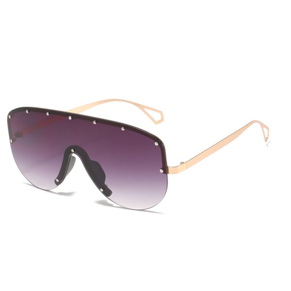

new one-piece big frame sunglasses trend personality rivet one-piece glasses all-match toad sunglasses female, White;black
