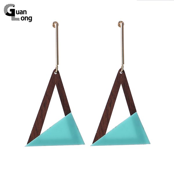 

creative fashion design geometric triangle resin wood earrings drop dangle brincos femme bijoux accessories 6 colors, Silver