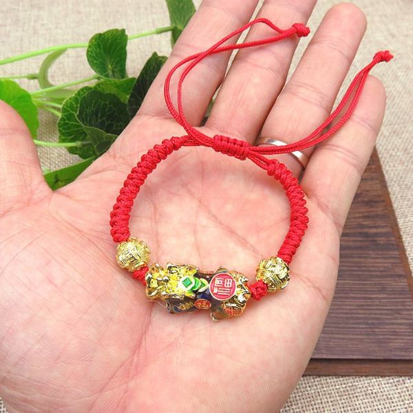 

pi xiu charm color change temperature kabbalah red string braided mood bracelets xxfd, Golden;silver