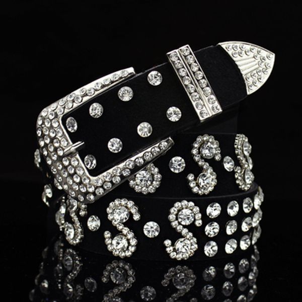 

fashion luxury designer super glittering diamond zircon flower leather belt for woman 110cm 3.6 ft 16 models, Black;brown