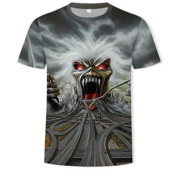 

heavy metal skull t -shirt punk festival rock printed plus -size 3d print shirts kawaii anime horror men clothing