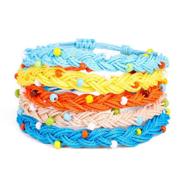 

1pc bohemian wax string braided bracelets fashion women girls seed beads adjustable waterproof handmade beach surf jewelry gift, Golden;silver