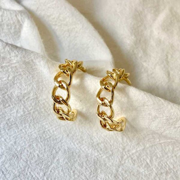 

hoop & huggie chain earrings for women,2021 copper circle round hollow earrings,female fashion statement minimalist jewelry gifts, Golden;silver