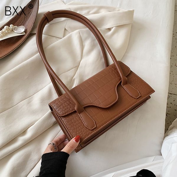 

bxx] crocodile pattern pu leather crossbody bags for women 2020 fashion lady shoulder handbags travel solid color bag hn881