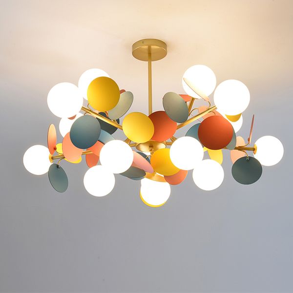 

modern led chandelier lighting multi-color leaves living room bedroom pendant lights dining room home decoration pendant lamp