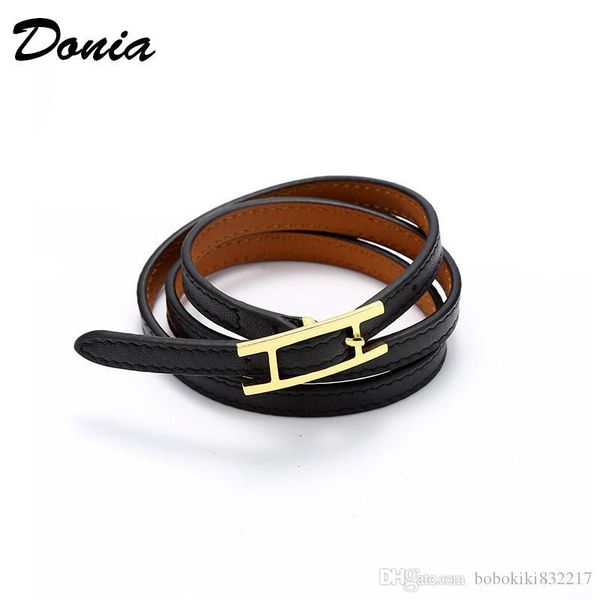

donia jewelry, luxury, fashion, exaggeration, titanium steel letters, multi-color leather, individual geometric pattern, party birthday gift, Black