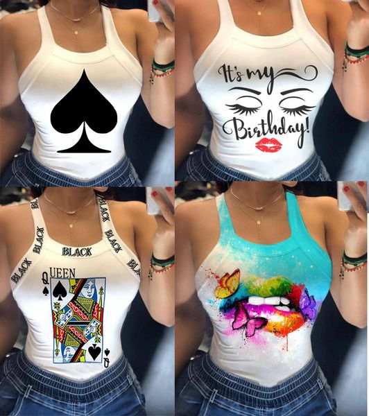 

womens camis t shirt for summer sleeveless vest tees casual women tanks fashion printed t shirts size s-4xl, White