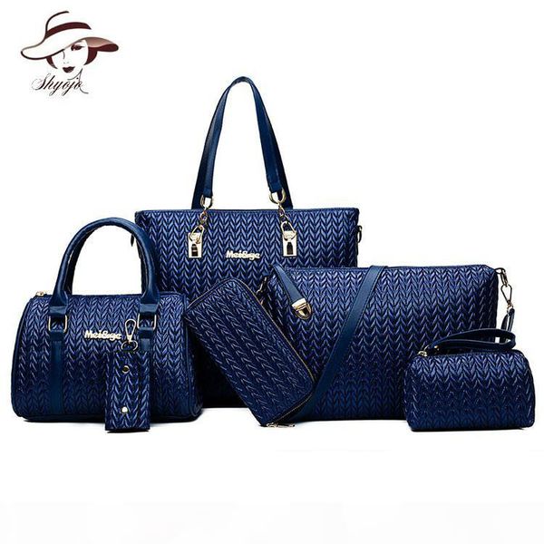 

2019 composite bags for women 6pcs set ladies handbag pu leather girls fashion tote purse hand bag crossbody bags party clutch