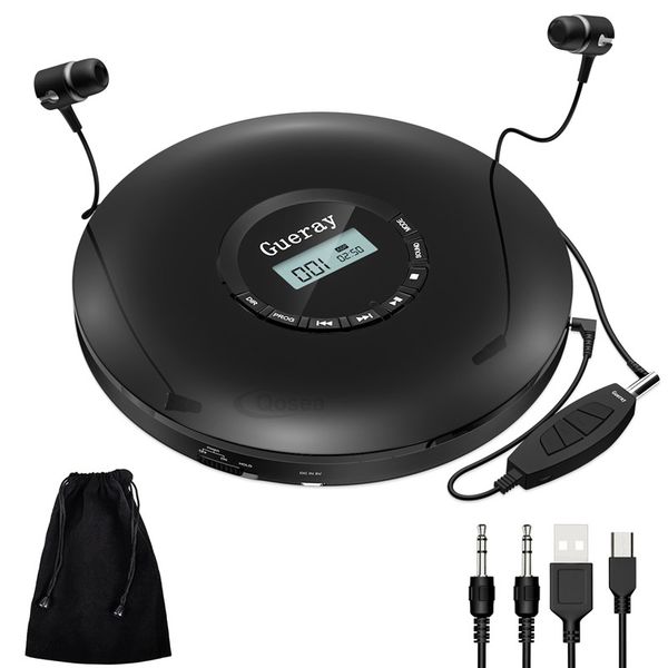 

new style cd player portable with headphones 1400mah rechargeable battery shockproof personal cd music disc walkman player qosea