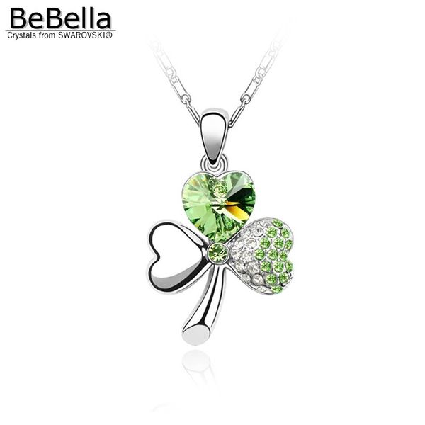 

bebella cute 9 colors clover pendant necklace made with austrian crystals from for women gift, Silver