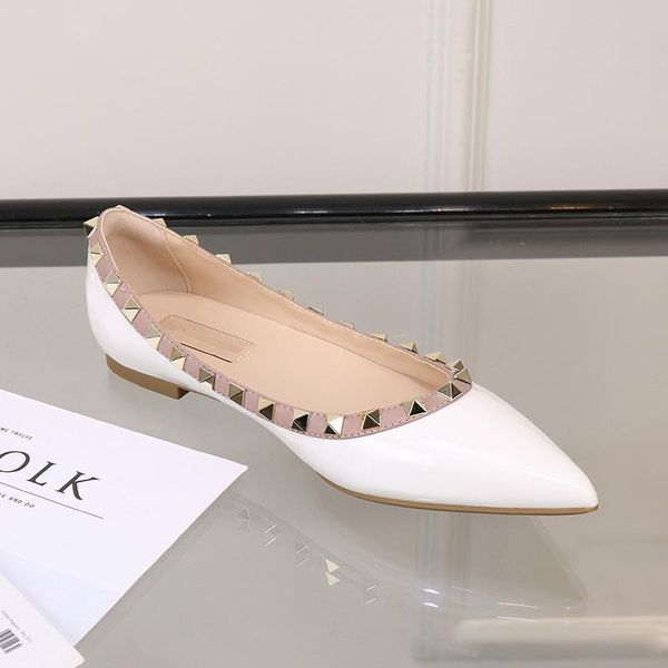 

new pattern microfiber loafers rivet versatile pointed women genuine leather elastic comfortable flat shoes walking shoes, Black