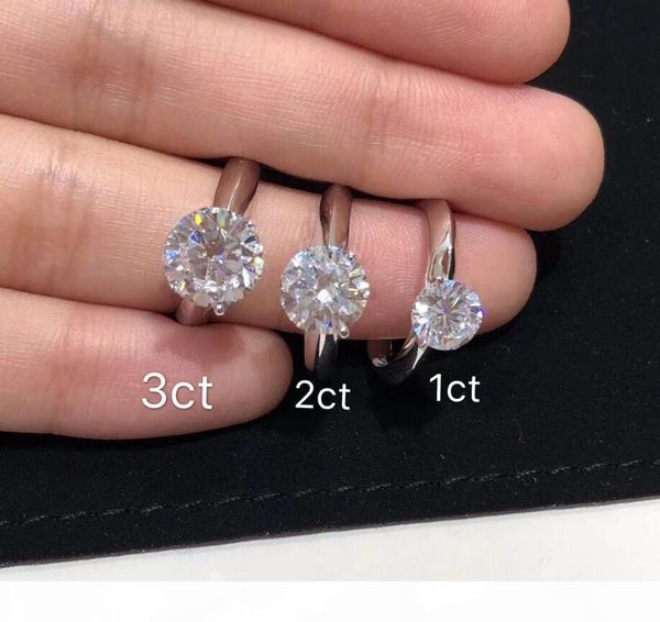

have stamp 925 sterling silver claw 1-3 karat diamond rings moissanite womens marry engagement wedding sets pandora style jewelry gift, Golden;silver
