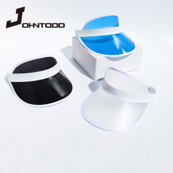 

new summer women's men's sun hats candy color transparent empty plastic pvc sun hat hat bike baseball cap fashion, Blue;gray