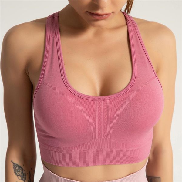 

shockproof sports underwear female seamless beautiful back gather running yoga fitness bra gym sports workout vest, White;black