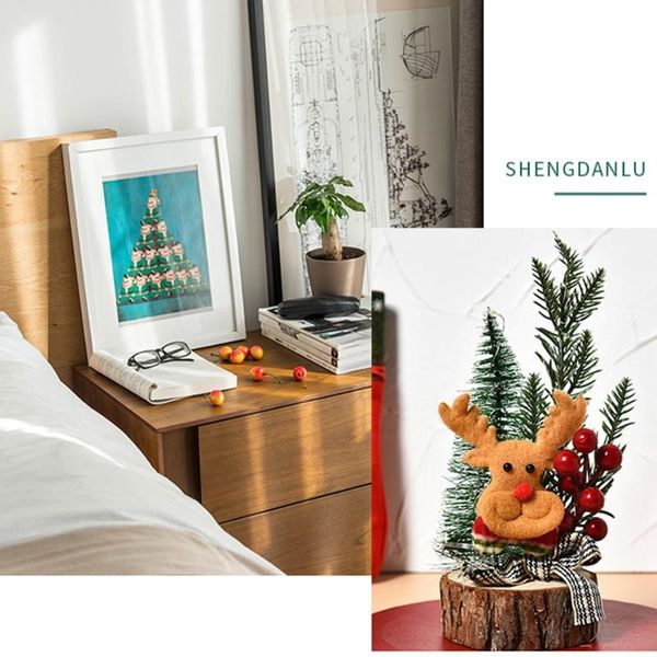 

christmas decorations led lights wooden tree mini table decor hanging ornaments bedroom home xmas gift party