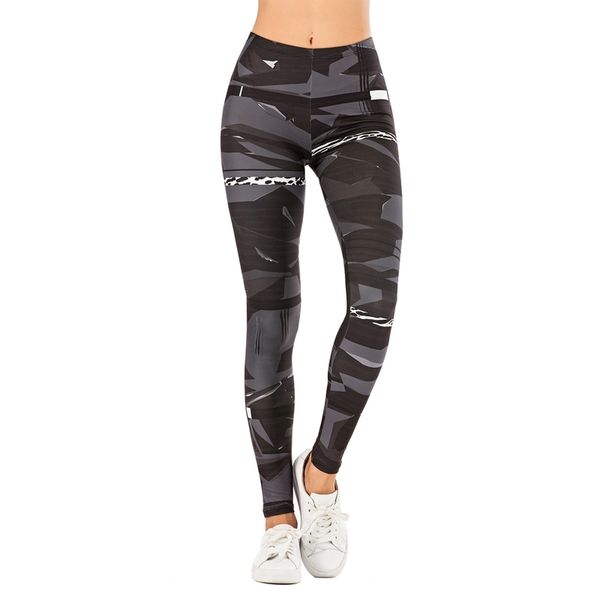 

fashion woman pants women legging geometric stitching leopard printing fitness leggins slim legins stretchy leggings, Black