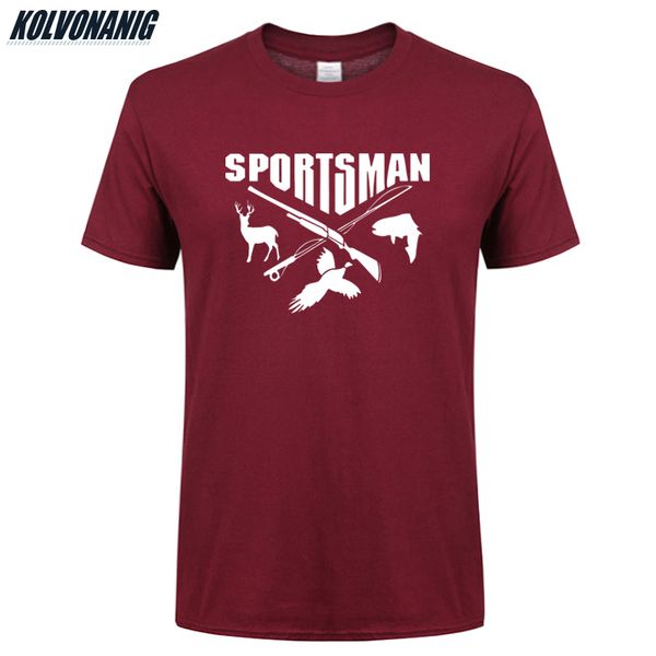 

2019 summer men's clothing hunting fishing deer fish gun sportsman print t shirts men cotton o-neck short-sleeve casual t shirt