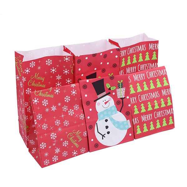 

10pcs merry christmas gift bag snowman snowflake candy cookie kids gift package paper bags for new year christmas party supplies