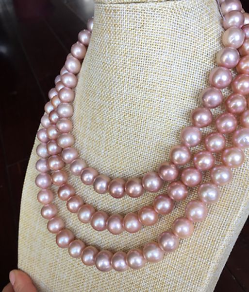 

elegant 9-10mm south sea round light lavender pearl necklace 48inch, Silver