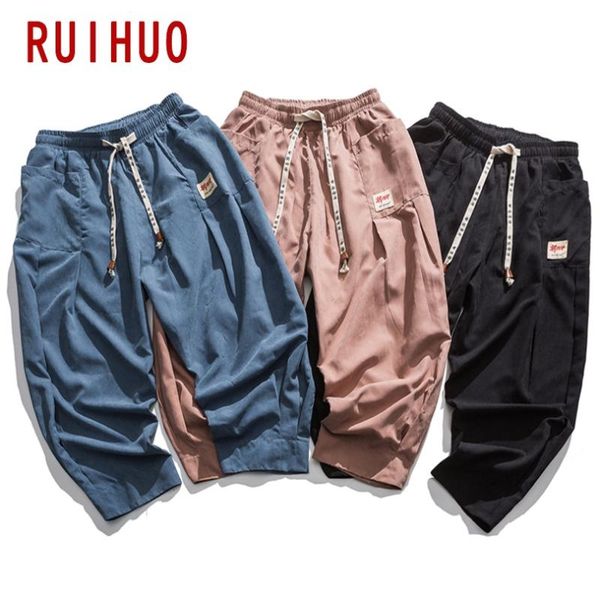 

men's pants ruihuo solid corduroy mens streetwear harem men clothing joggers harajuku jogger trousers 5xl 2021 autumn, Black