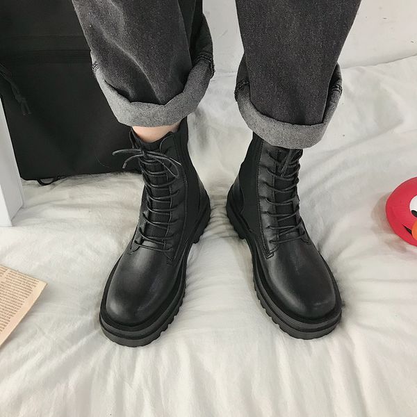 

boots women new 2020 shoes round toe luxury designer booties ladies low heels booties rubber rock fashion mid-calf lolita, Black