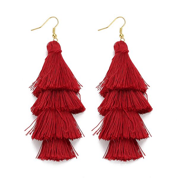 

Mayforest New 4 Layers Bohemian Ethnic Long Tassel Earrings for Women Statement Dangle Earring Tree Fringe Gold Female Earring