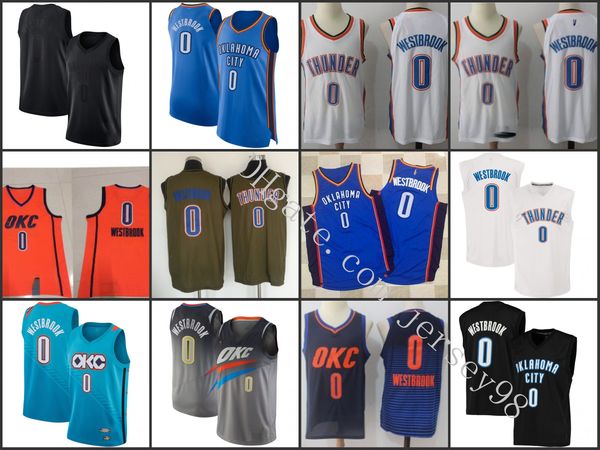 

oklahoma city thunder men #0 russell westbrook blank nba white swingman jersey, Black