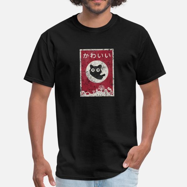 

kawaii cat japanese black anime cat t shirt men personalized tee shirt s-xxxl pictures fit building spring natural shirt